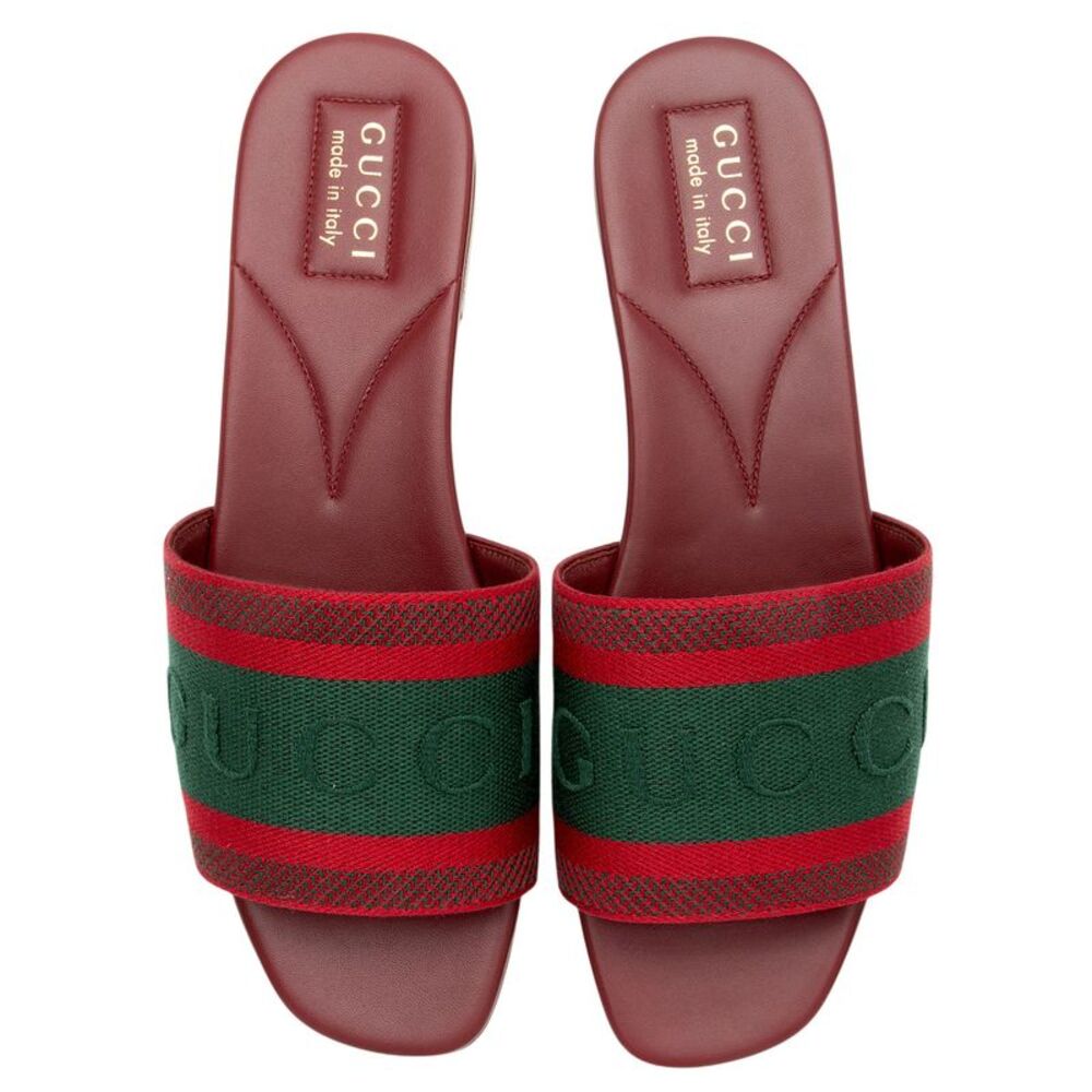 Gucci Embroidered Logo Web Slide Sandals - Size 9 / 39 - Picture 5 of 8